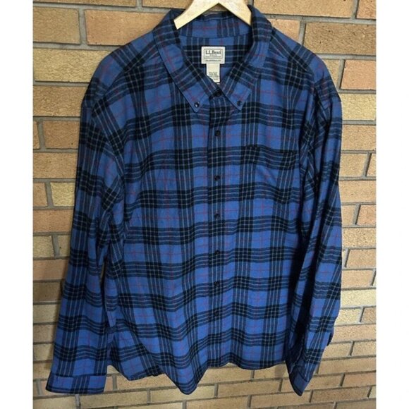 NEW LL Bean Traditional Fit Flannel Plaid Men's 3X Blue Black Red Morgan 228061 - Picture 1 of 5